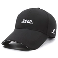 Black sport baseball cap with white NSDC embroidery and extended brim for outdoor sun shading - Adjustable / Black With White Embroidery