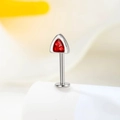 F136 titanium piercingsieraad met driehoeksontwerp en drie rode ingelegde edelstenen - 1.2mm*6mm / Rood (Per stuk)