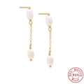 Elegante S925 sterling zilveren kwastjes oorbellen met witte parels voor dames - Goud Kleur-Stijl 2