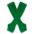 Vibrant green knitted fingerless long gloves with ribbed cuffs and thumb holes - Green