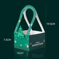 Dark green Christmas round gift box with tree decor, handle, 10x7.5x19.5cm - Square Christmas Box [Green]
