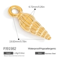 Golden seashell charm in stainless steel with textured ridges and 18K gold finish - Gold Small Conch Pendant (PJ91982)