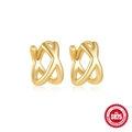 Minimalist S925 sterling silver interlocking cross earrings in elegant gold plating finish - Gold-Criss Cross Interlocking