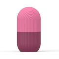 Pink and burgundy silicone facial ice roller capsule for skin cooling massage - Striped - Rose Red