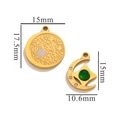 Pendentifs en plaqué or 18 carats avec disque étoilé et croissant de lune à pierre verte - Or-G18 Gemme Lune Soleil