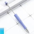 DIY plastic beaded ballpoint pen in lavender purple with durable stainless steel rod - Macaron Deep Blue