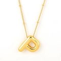 Golden balloon style letter P pendant necklace with chunky 3D bubble effect design - Gold - P