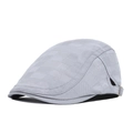 Gorra plana de cuadros gris claro con textura fina y correa trasera ajustable - Gris