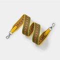 Ethnic geometric woven shoulder strap with yellow leather and silver metal hooks - L80cm W3.8cm / Yellow Webbing with Silver Buckle
