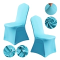 Sky blue stretch polyester chair cover for high back chairs with elastic fabric detail - M / Standard Type / Lake Blue