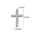 Silver stainless steel cross pendant, size 33mm by 19mm with 2.5mm hole - Style 46
