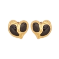 Goldene Herzohrringe mit schwarzer Emaille-Einlage im Vintage-Minimal-Stil - Schwarz