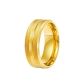 8mm breiter goldener Edelstahlring für Herren mit mattem Finish und zentraler Rille - US 5 / Gold