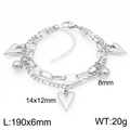Bracciale a doppia catena argento con ciondoli a cuore e sfere lucide in acciaio - Bracciale Color Acciaio (KB202904-Z)