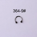 Piercing de herradura en acero inoxidable negro con circonitas y bolas enroscables - 364-9#