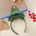 Cerchietto natalizio con albero verde glitterato, luci LED e decorazioni - 22# Cerchietto Stella Albero di Natale Spesso Verde