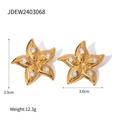 Golden starfish earrings with clear gems, 3.3cm height and 3.6cm width stainless steel - Starfish Rhinestone Earrings / Gold