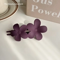 Elegant purple matte flower hair claw clip with double petal design for women hair - Purple