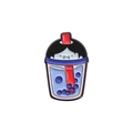 Cute enamel pin featuring a blue bubble tea cup with a cartoon vampire girl character - Dark Blue
