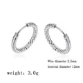 Detail of silver hoop earrings with hammered texture measuring 12mm in inner diameter - Steel Color / Star Sparkle Texture