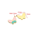 Pink and green enamel butterfly pendants in 21mm size for DIY jewelry making charms - Butterfly (Single Hole) / 16*21mm (Hole: 1.5mm) (ai-5 Pieces/Pack) / Gold Pink Green