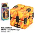 Stress-relieving orange marble pattern infinite cube with original packaging box - Stress Relief Cube (NO.168-8-12) / 71.8g / Stone Pattern Orange