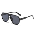Occhiali da sole aviator oversize con montatura nera e lenti grigio scuro per uomo e donna - Montatura nera lucida con lenti grigie