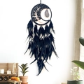 Handmade black dream catcher with tree of life pattern and natural agate slice pendant - Agate Pendant Style / Black