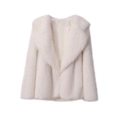 Elegante cappotto in ecopelliccia bianca con grande colletto e taglio medio-lungo - S / Bianco
