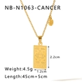 18k gold plated stainless steel square Cancer zodiac sign necklace pendant for women - Cancer