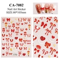 Detailed 5D relievo nail stickers featuring red bows and Chinese Fu character patterns - CA-7082