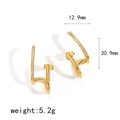 Boucles d'oreilles en acier inoxydable doré 18 carats avec zircons cubiques brillants - Style Pavé Micro Forme C Multicouche (TE60167)