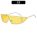 Futuristische goldene Sonnenbrille mit gelben Gläsern und ausgeschnittenen Metallbügeln - Gelb