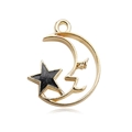 Golden moon and star jewelry charm with black oil drip finish for earrings and necklaces - Black Celestial Moon