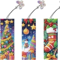 Set di 3 segnalibri natalizi fai-da-te con pittura a diamante, pupazzo e albero - Stile Festivo Albero di Natale e Pupazzo di Neve (SQ-188) / Set di 3 (Materiali Opzionali)