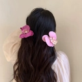 Realistic orchid flower hair clips with pearl centers in purple and pink tones - Rose Pink