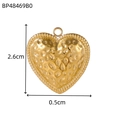 Macro shot of 2.6cm gold heart pendant with hammered texture and beaded edge detail - Gold Hammered Heart Pendant (BP48469B0)