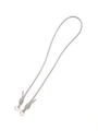 Detail of grey leather crossbody phone strap with durable silver metal round ring clips - Gray