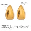 Detail view of gold hollow teardrop earrings with dimensions and material specifications - Gold Water Drop Shape (YYE025283-G)