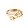 Anillo ajustable de manos abrazadas en oro pulido brillante para parejas - US 6 / Dorado