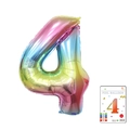 Rainbow gradient foil balloon number 4 for birthday party decor with card packaging - 40-inch Gradient 4-band Paper Card