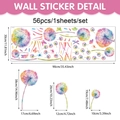 56-teiliges Aquarell Löwenzahn Wandtattoo mit Schmetterlingen für Deko, 90x30cm Bogengröße - Regenbogen Löwenzahn Schmetterling Stil (CT26Y80038T_R) / 90x30cm