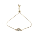 Bracelet ajustable en chaîne dorée avec pendentif œil bleu et détails en zircon - Noir