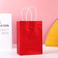 Red glossy gift bag with white rope handles for shopping and holiday gifts - Small (15x8x21cm) / Red