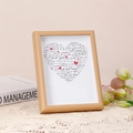 Marco de fotos DIY de madera con corazón Te amo bilingüe y decoración de tulipanes rosas - 8 Pulgadas (15*20cm) / Color madera natural