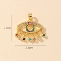 Evil eye pendant with colorful zircons and golden finish, size 2.5cm by 2.3cm - Gold Evil Eye Seven-colored Zircon Pendant (28)
