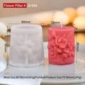 Cylindrical rose flower silicone candle mold with detailed 3D floral relief pattern - Flower Column ZL-964