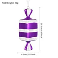 Purple and white striped candy Christmas ornament with glitter and silver string - 20cm Purple White Square Stripe