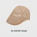 Khaki breathable mesh beret cap with adjustable metal buckle for summer outdoor wear - 54-58cm (Adjustable) / Khaki