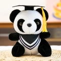 Adorable graduation panda plush toy featuring black mortarboard hat and yellow tassel decoration - Purple Collar
